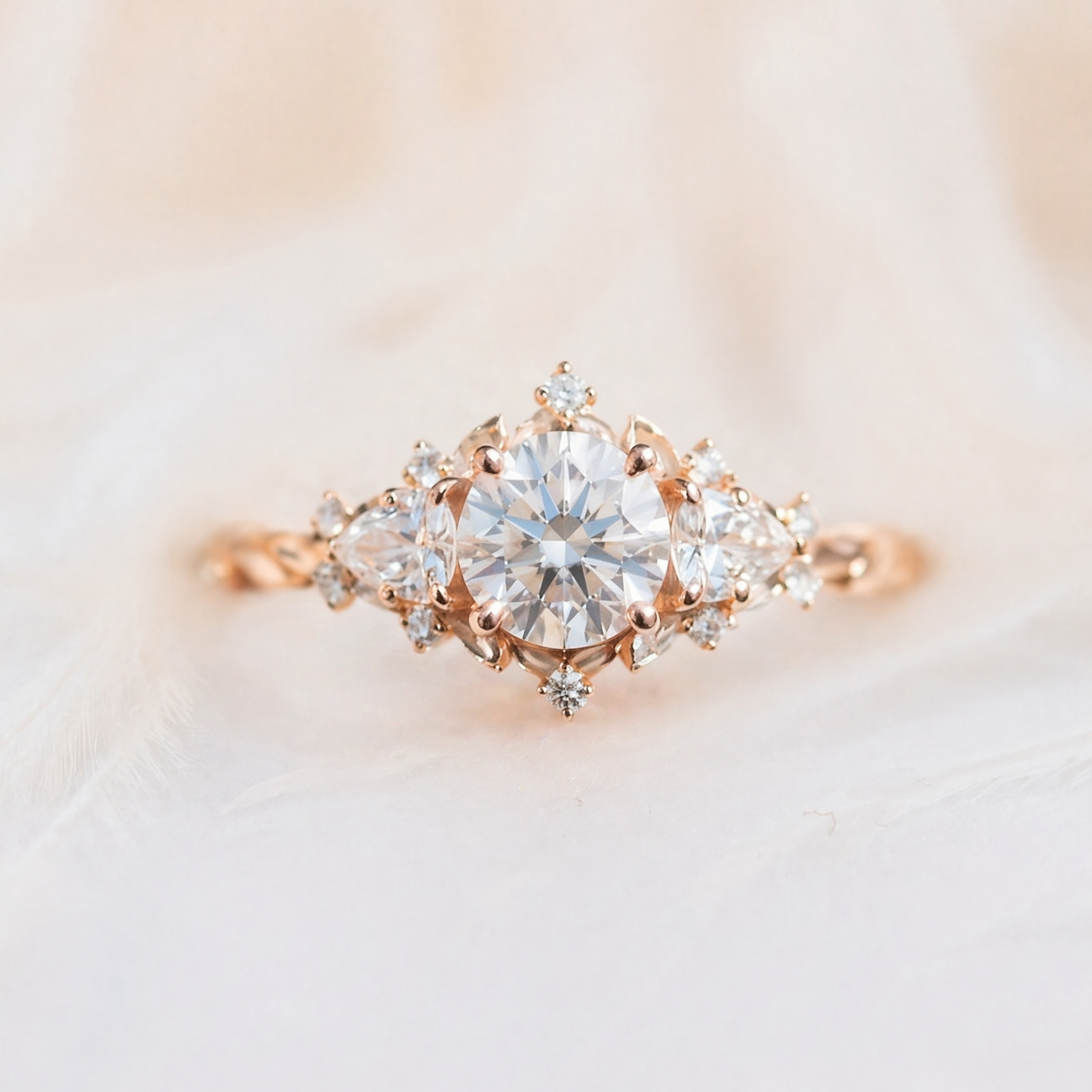 Moissanite Ring Vintage Floral