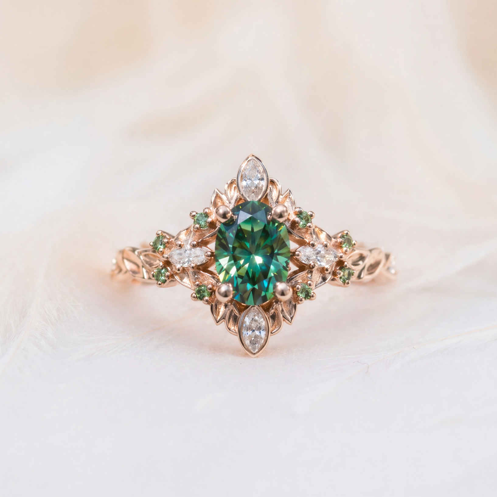 Moissanite Ring Ruby Accents