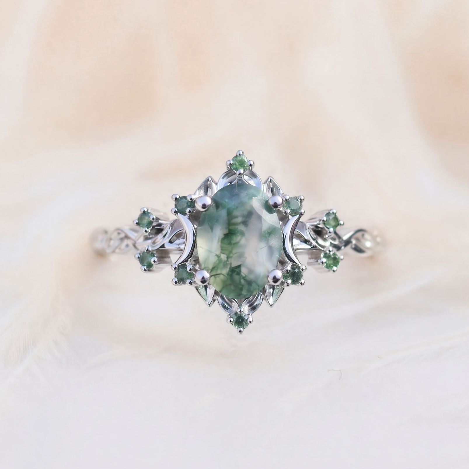 Moissanite Ring Nature-inspired