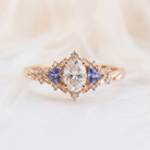 Moissanite Ring Vintage Floral Accents