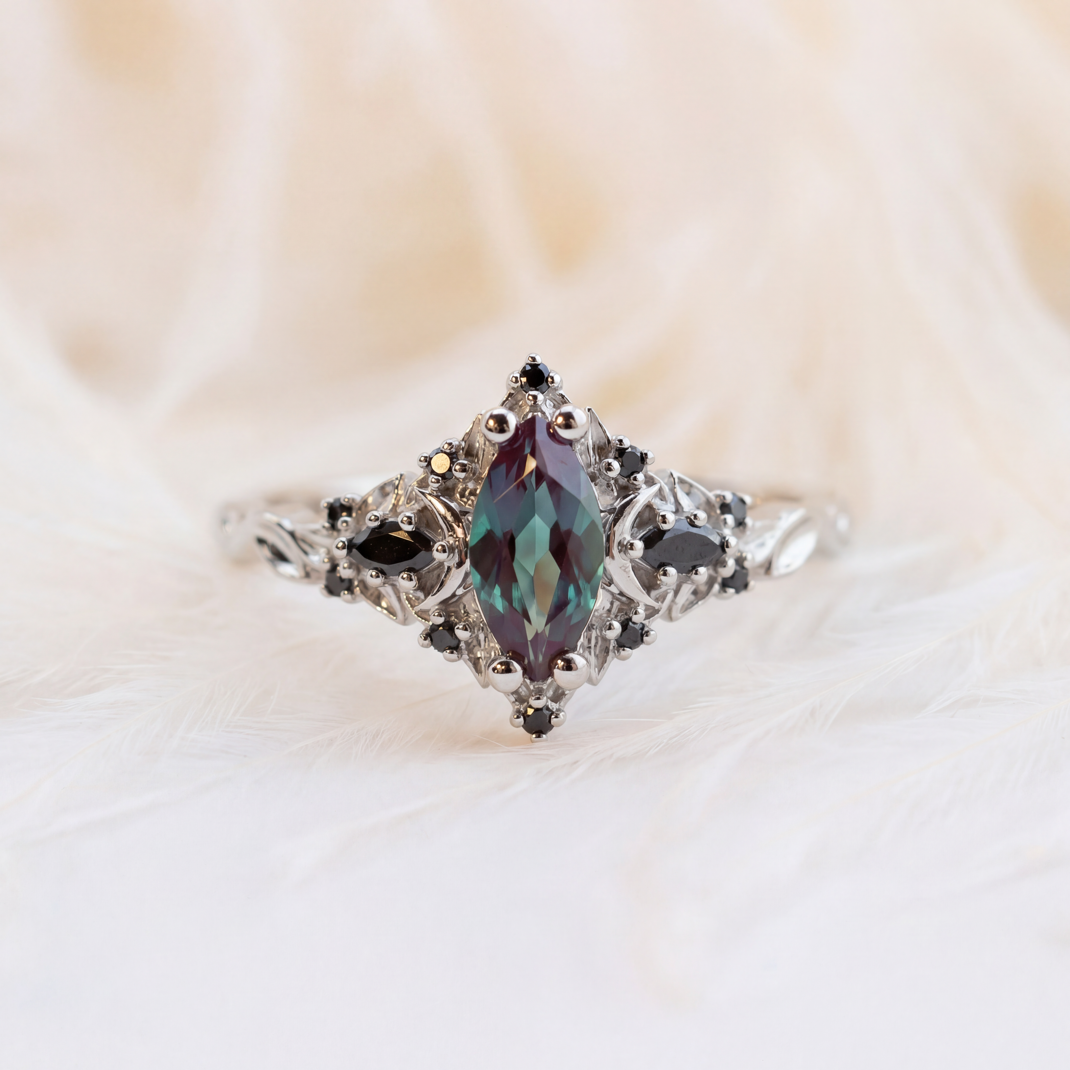 Moissanite Ring Vintage Floral and Vine
