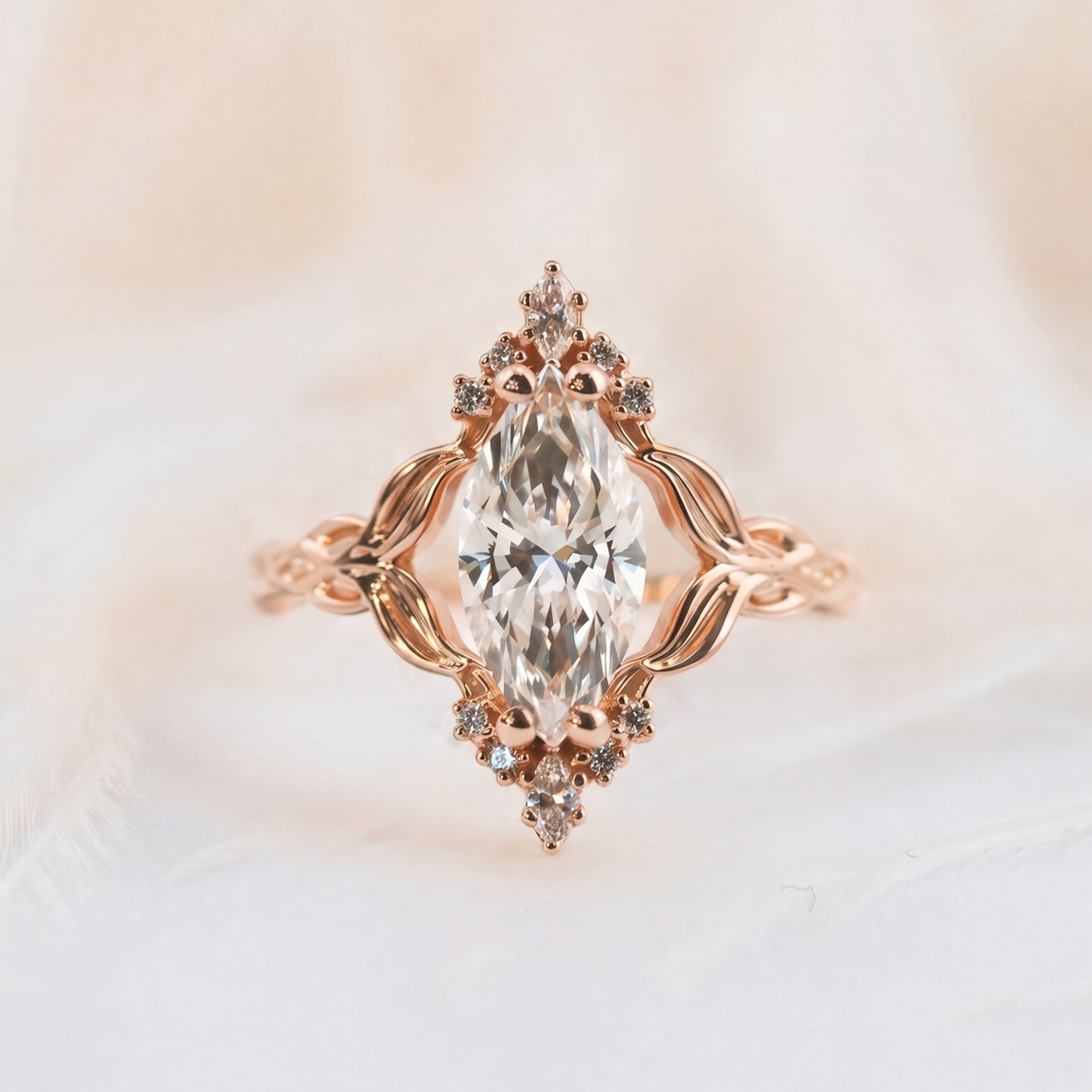 Moissanite Marquise Cut Ruby