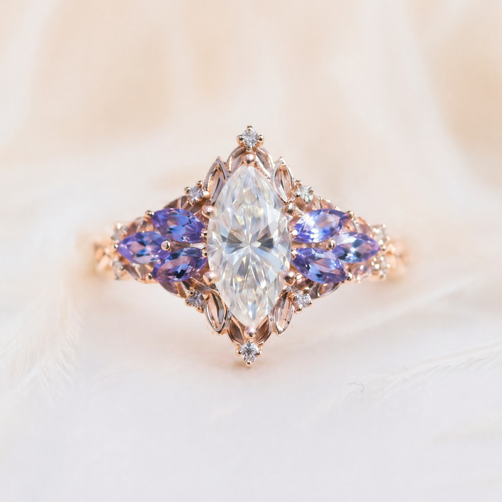 Moissanite Ring Floral