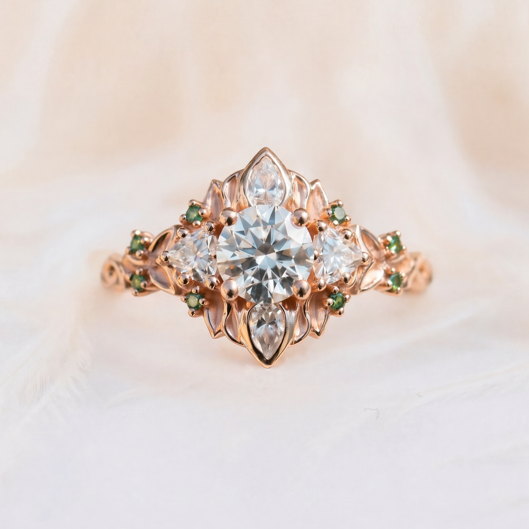 Moissanite Ring Ruby Accents