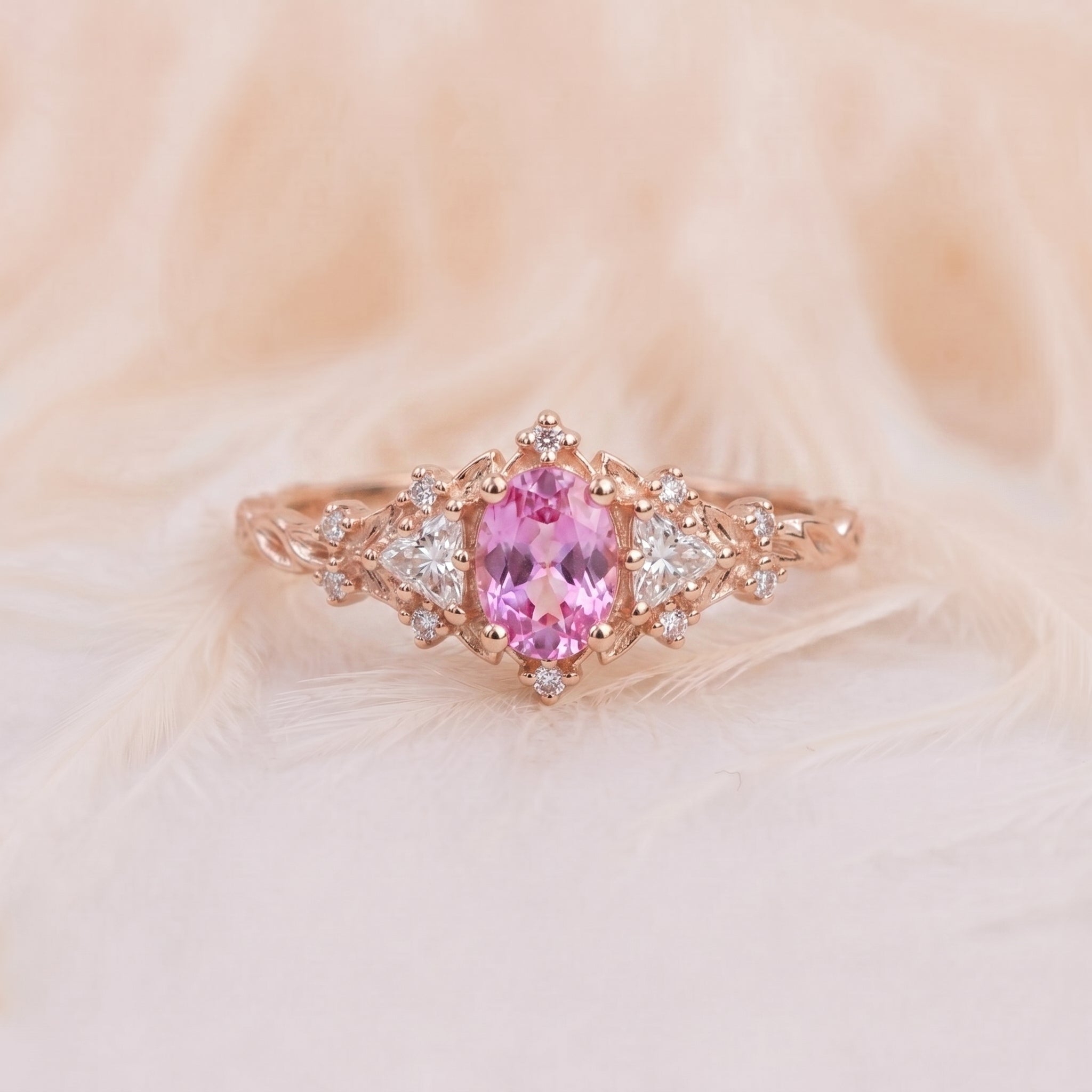 Moissanite Ring with Crown Setting
