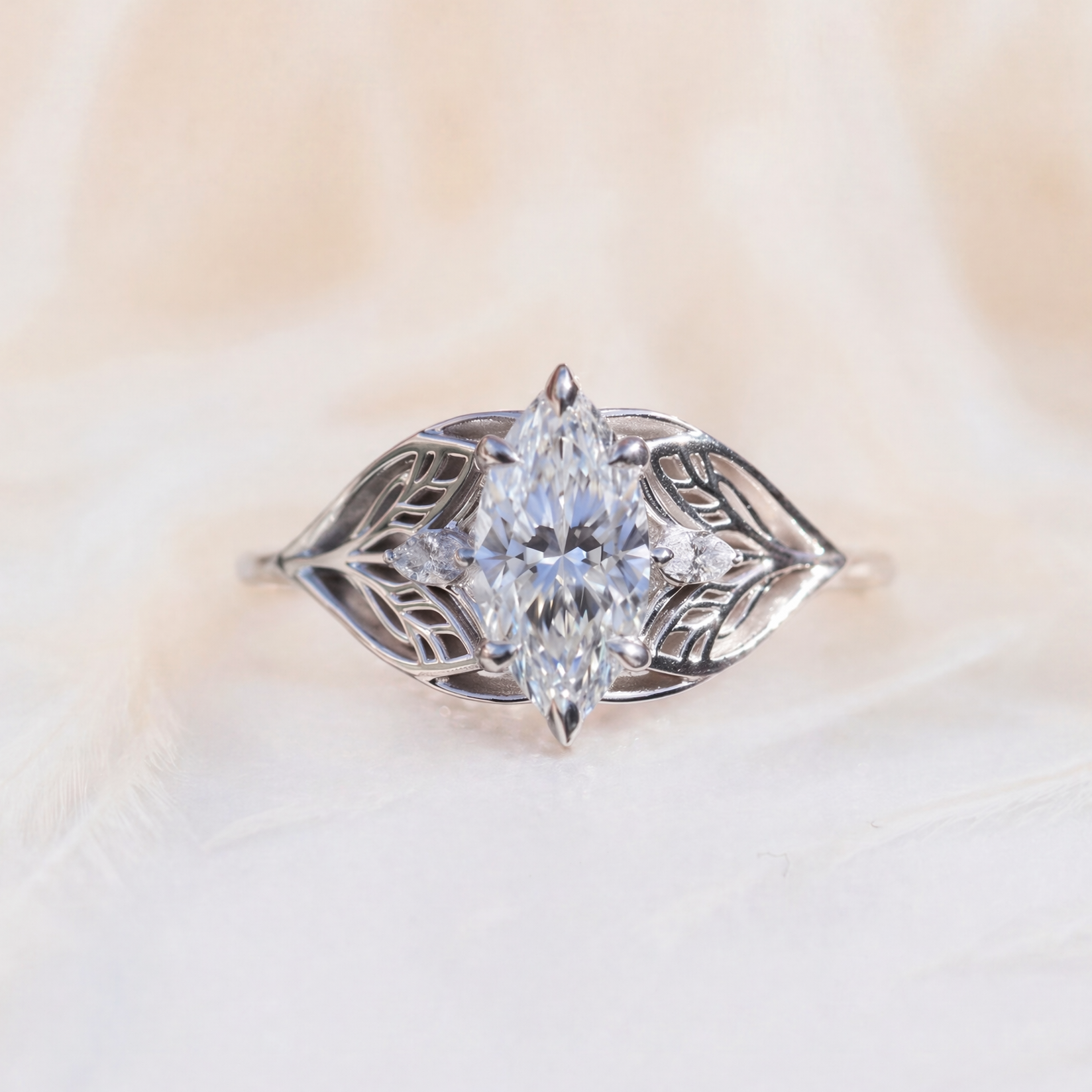 Moissanite Ring Ruby Accents