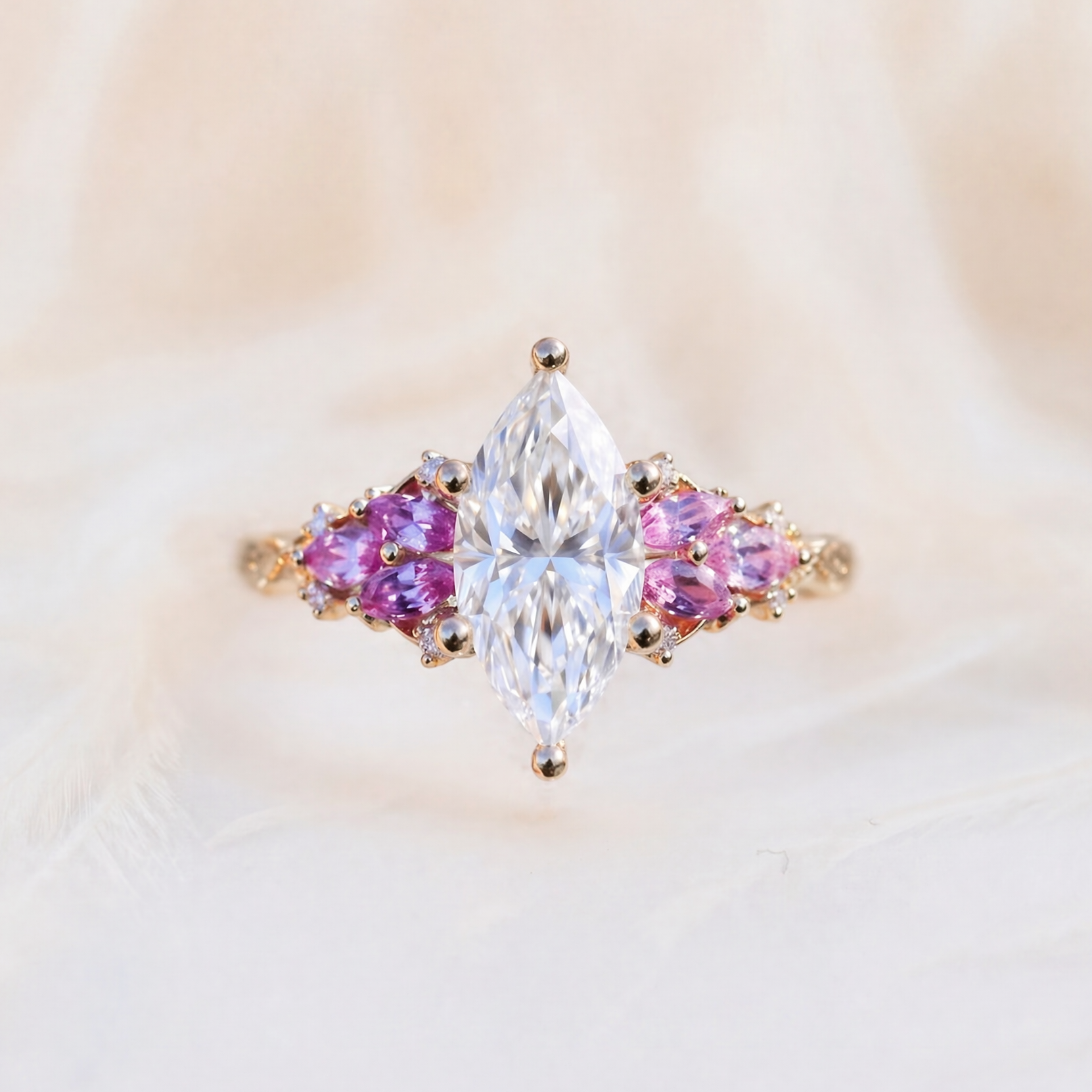 Moissanite Ring Vintage Floral