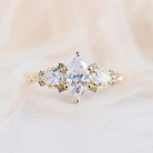 Moissanite Ring Leaf Accents