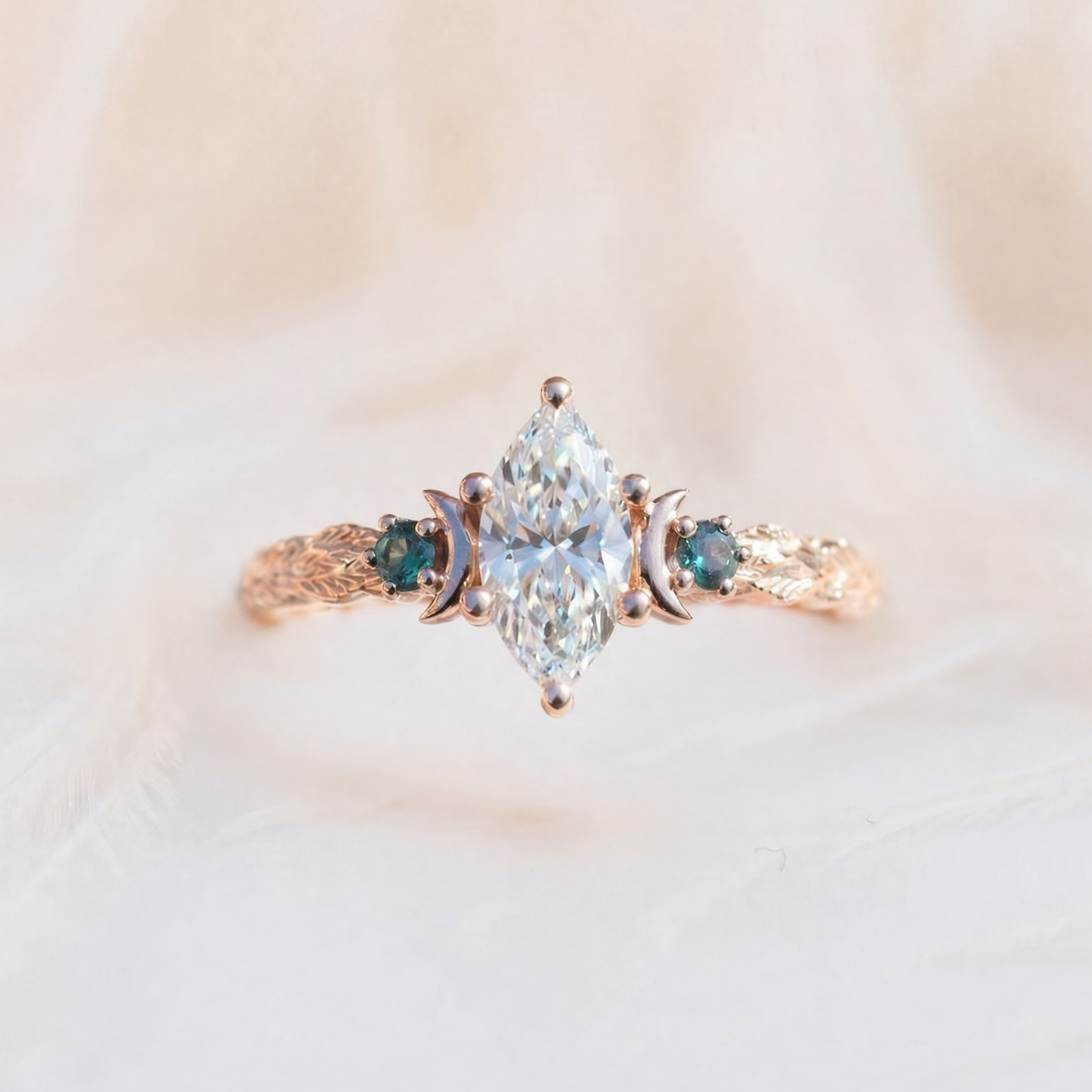 Moissanite Ring Vintage Floral