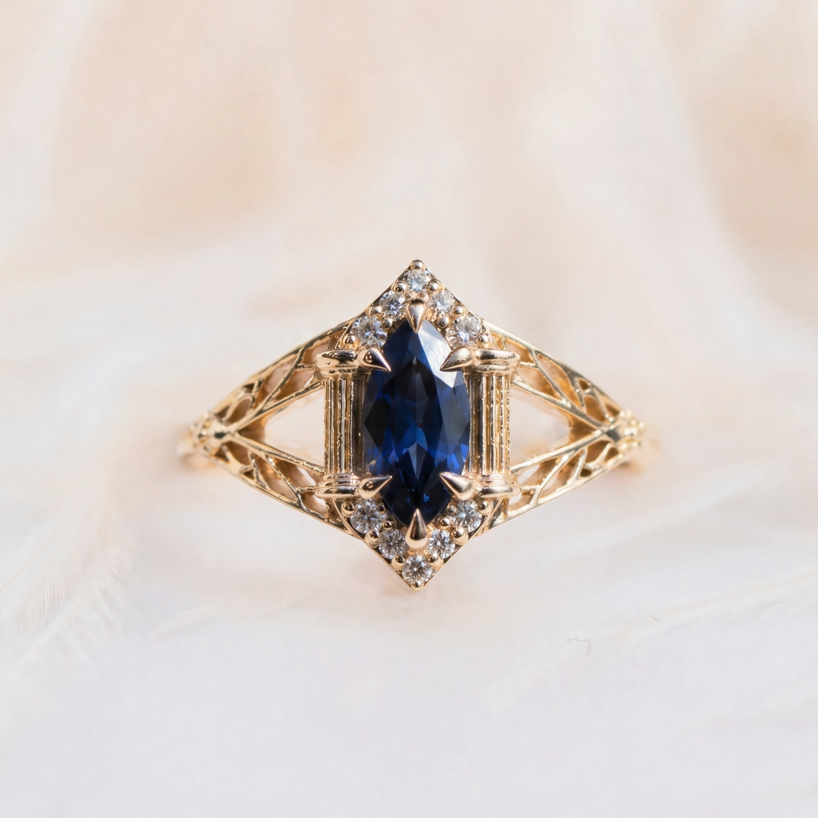Moissanite Ring with Crown Setting