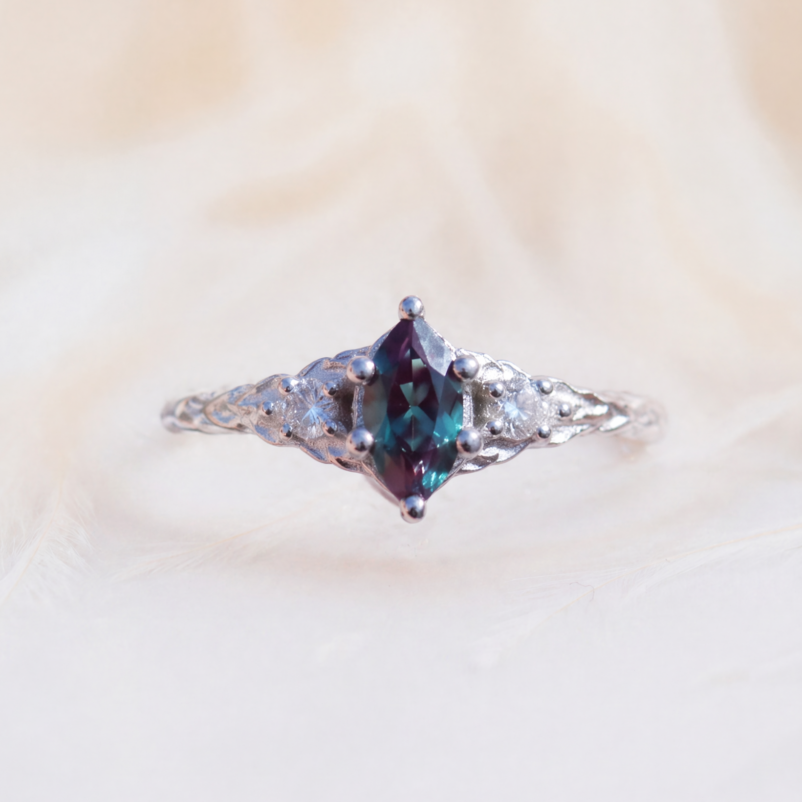 Moissanite Ring Nature-inspired