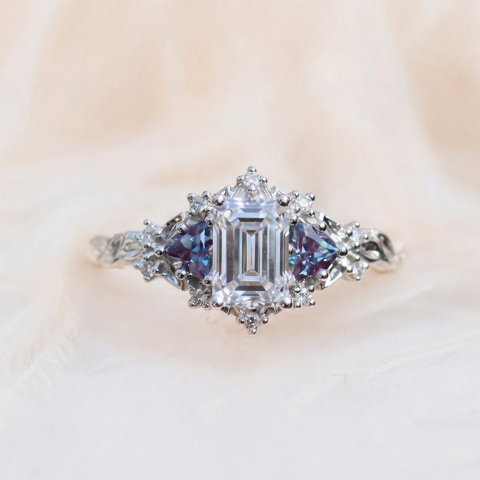 Moissanite Ring with Crown Setting