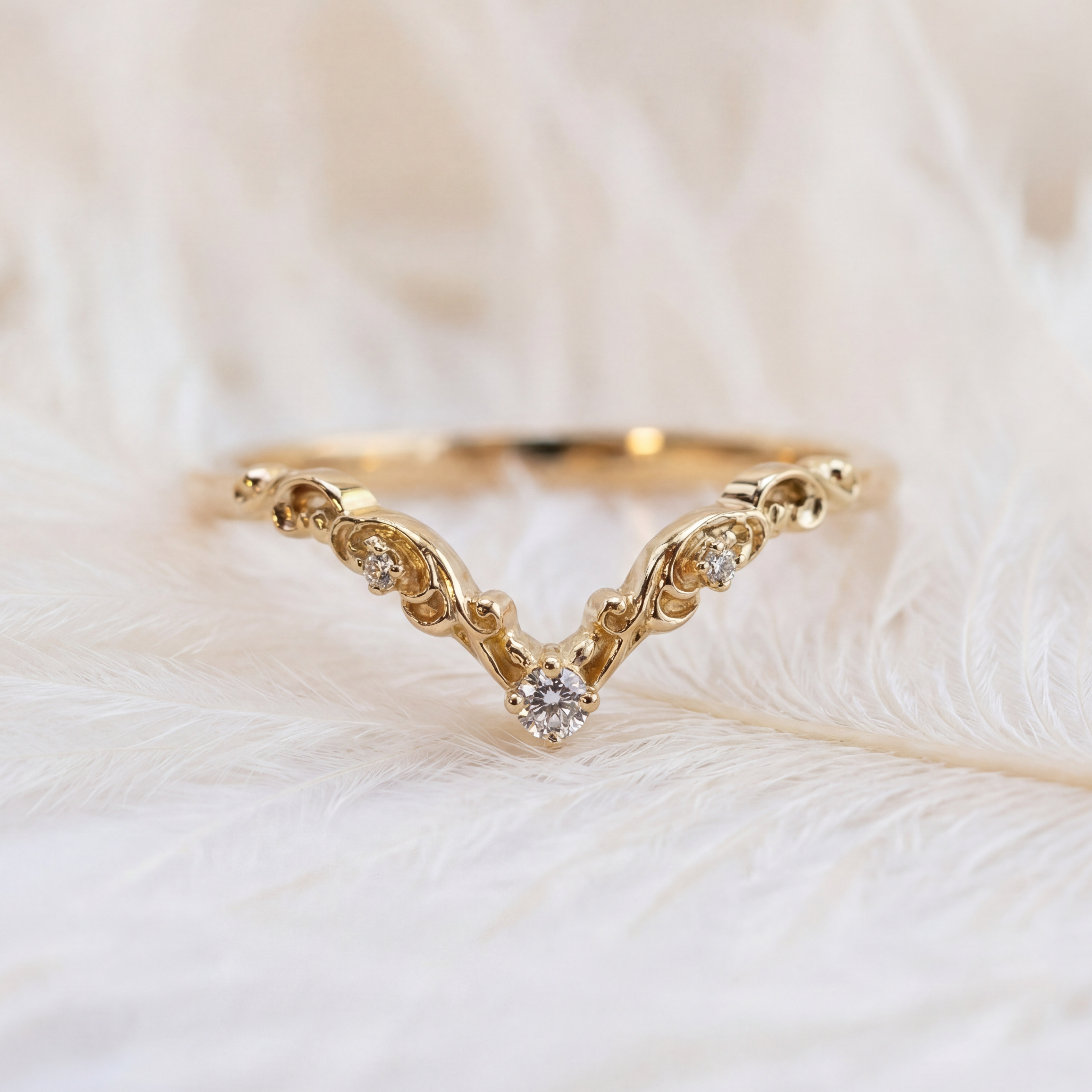 Moissanite Ring Leaf and Vine